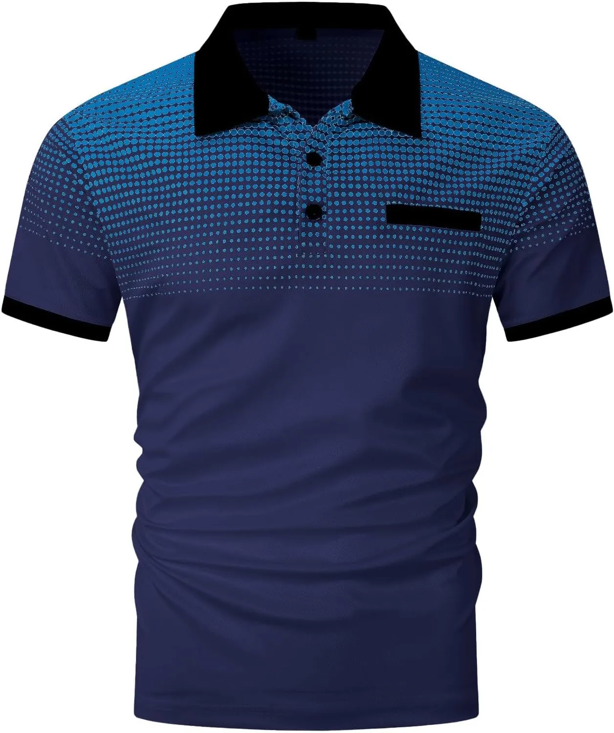 Men's Casual V Neck Button Textured Polo Shirts Slim Fit Solid Short Sleeve Cotton Golf T-Shirts Knit Soft Tees