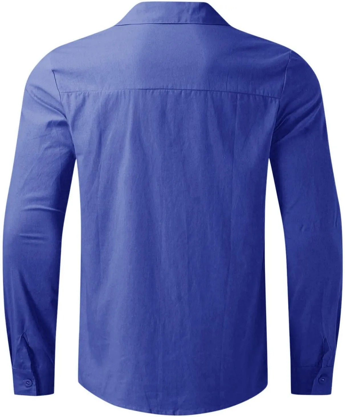 Mens Cotton Linen Hoodie Lightweight Long Sleeved Lapel Cotton Pocket Shirt Tops V Neck Button Down Hooded Shirt