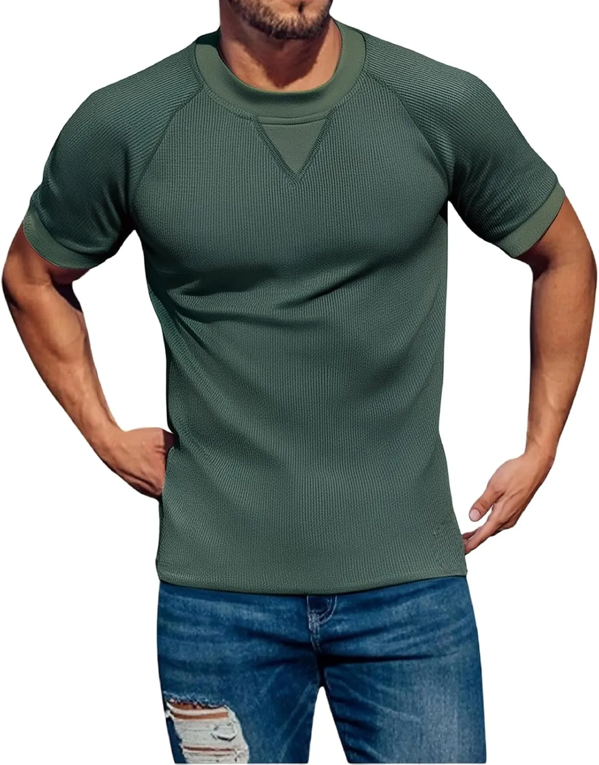 Men's Cotton Linen Polo Shirt Striped Henley Shirt Short Sleeve Casual Beach T-Shirts with Pocket 2025 Summer