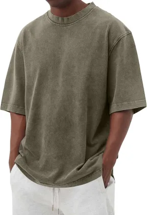 Men's Fashion Tshirts Graphic Crewneck T-Shirts Casual Short Sleeve Solid Color Basic Tee Shirt, M-4XL