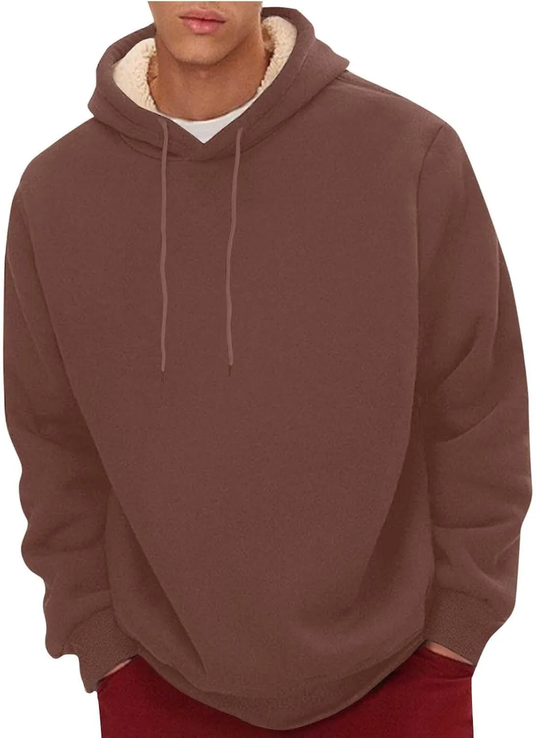 Men's Fleece Lined Hoodies Pullover Winter Warm Fuzzy Sherpa Heavyweight Hoodie Thick Thermal Hooded Sweatshirts