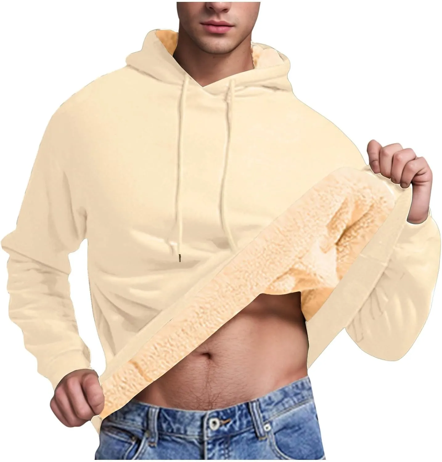 Men's Fleece Lined Hoodies Pullover Winter Warm Fuzzy Sherpa Heavyweight Hoodie Thick Thermal Hooded Sweatshirts
