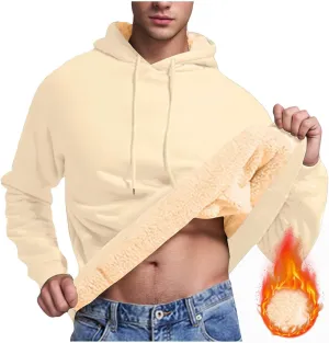 Men's Fleece Lined Hoodies Pullover Winter Warm Fuzzy Sherpa Heavyweight Hoodie Thick Thermal Hooded Sweatshirts