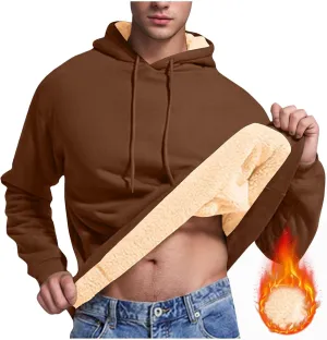 Men's Fleece Lined Hoodies Pullover Winter Warm Fuzzy Sherpa Heavyweight Hoodie Thick Thermal Hooded Sweatshirts