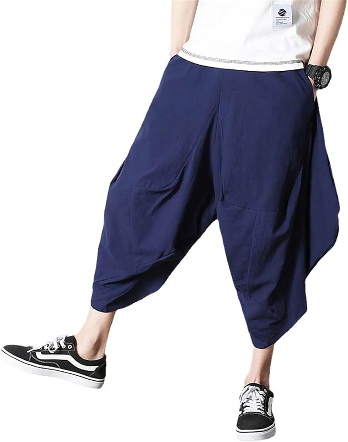 Men's Harem Pants Casual Loose Joggers Cotton Trousers Korean Style
