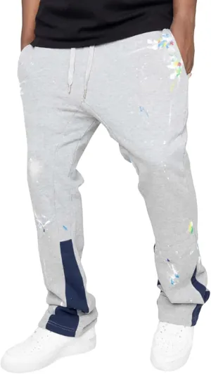 Mens Hip Hop Stacked Sweatpants Drawstring Elastic Waist Y2K Flared Jogger Pants Relaxed Fit Print Bell Bottom Pants