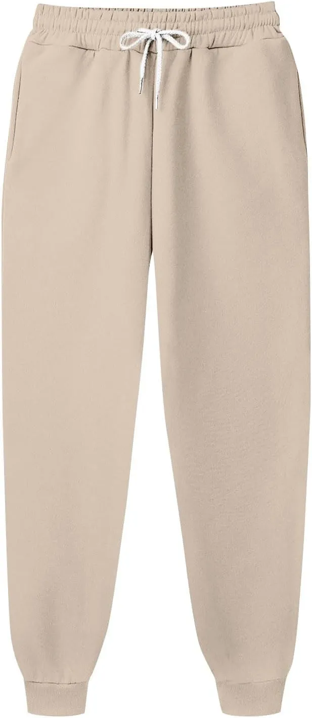 Mens Jogging Pants Baggy Casual Solid Color Sweatpants Stretch Elastic Waist Drawstring Sport Pants with Pockets