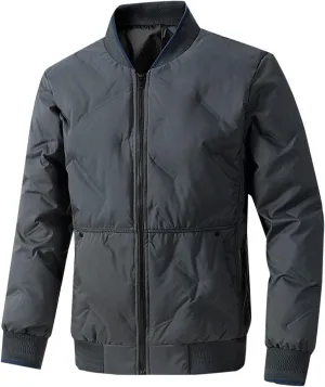 Men's Lightweight Soft Shell Jacket Winter Warm Casual Varsity Bomber Jacket Coat Trendy Long Sleeve Down Jackets