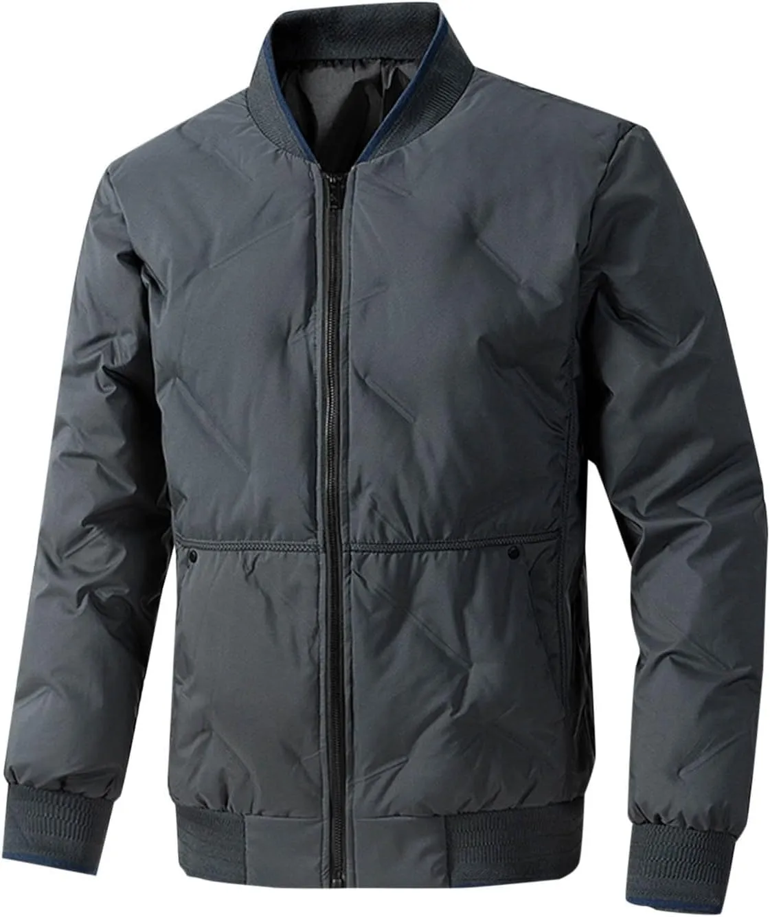 Men's Lightweight Soft Shell Jacket Winter Warm Casual Varsity Bomber Jacket Coat Trendy Long Sleeve Down Jackets