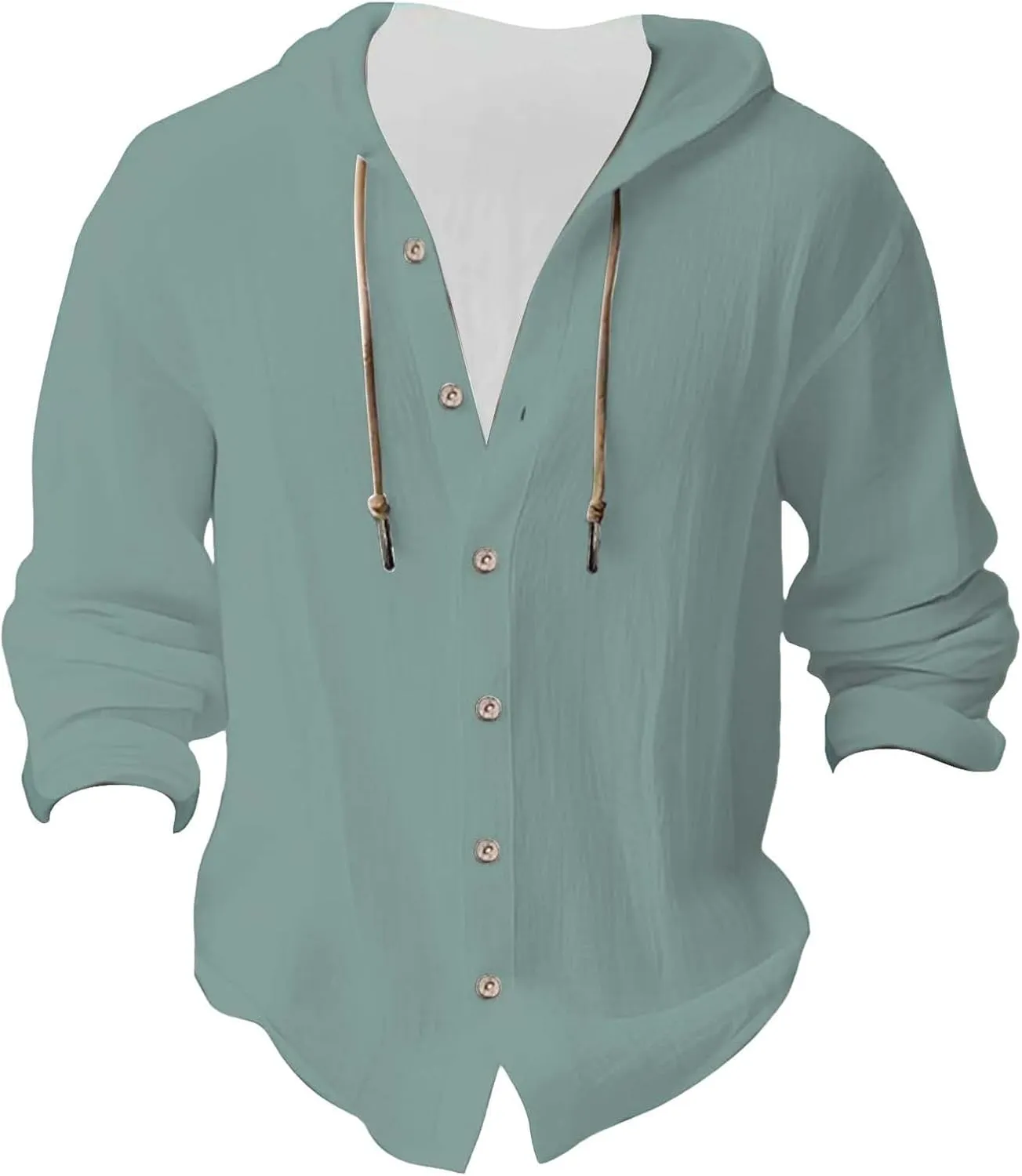 Mens Linen Hippie Shirts with Hood Shirt Men'S Sports Tops Hooded Hoodie Sweatshirts Summer Button Hawaiian