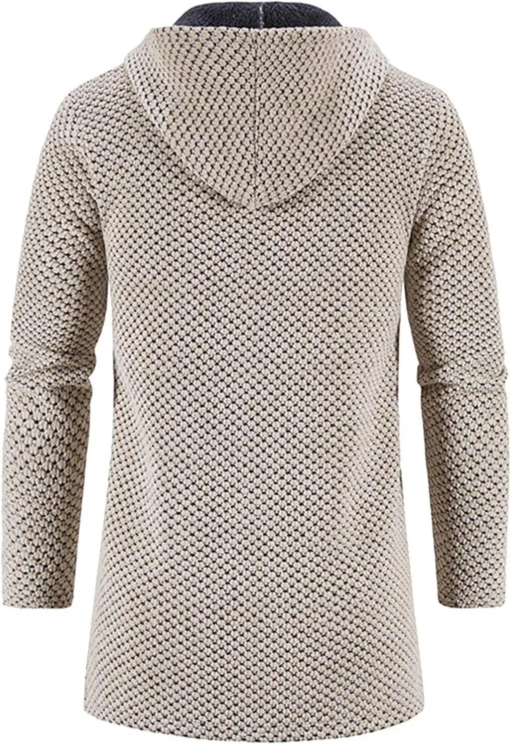 Mens Long Cardigan Hoodies Full Zip Fleece lined Sweaters Fashion Knitted Men Regular Fit Warm Sweater Hooded Coat