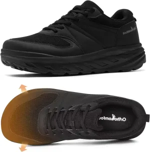 Men's Orthopedic Diabetic Extra Wide Running Shoes: Comfort Hammer Toes Arch Support Neuropathy Heel Spur Walking Shoes, Plantar Fasciitis High Arch Biking Fit Leisure Sneakers Black Size 10
