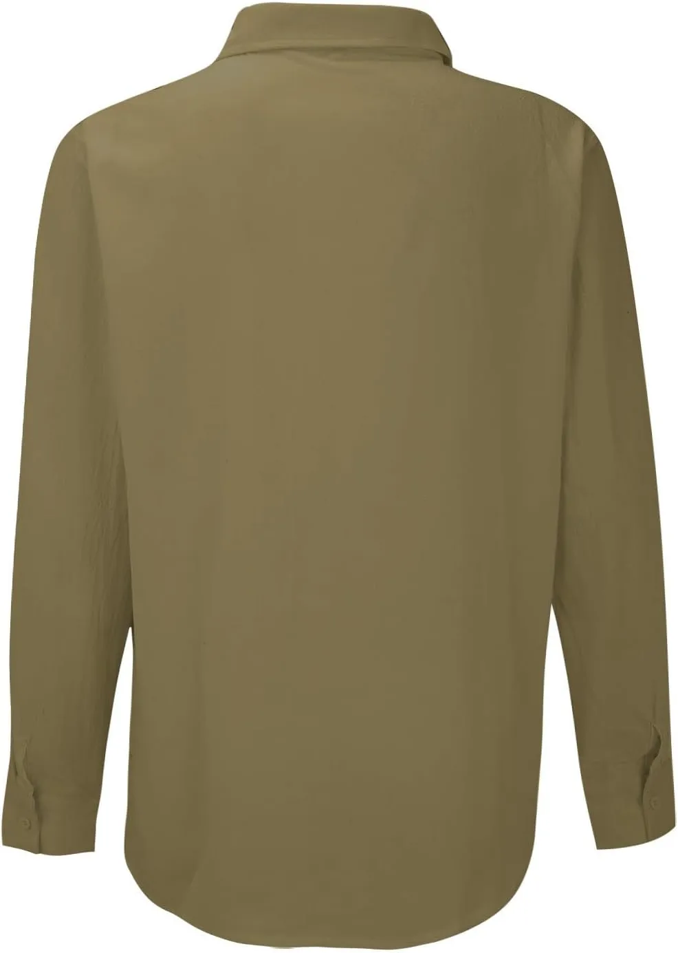 Mens Plus Size Cotton Linen Shirt with 2 Big Pockets Combat Outdoor Traveling Tops Long Sleeve Light Casual Versatile Shirts
