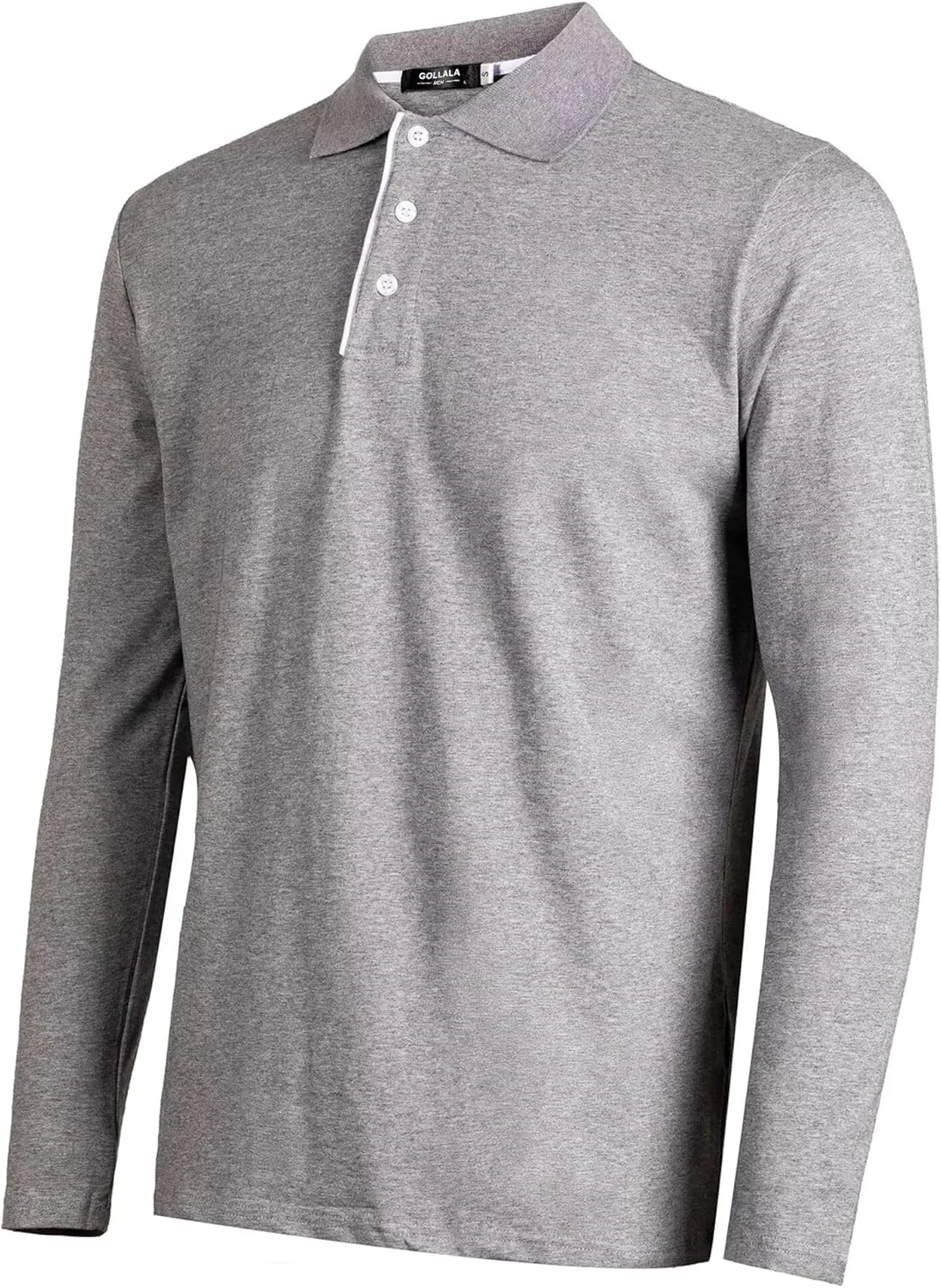 Mens Polo Shirts Cotton Solid Long Sleeve Polo Rugby Shirts