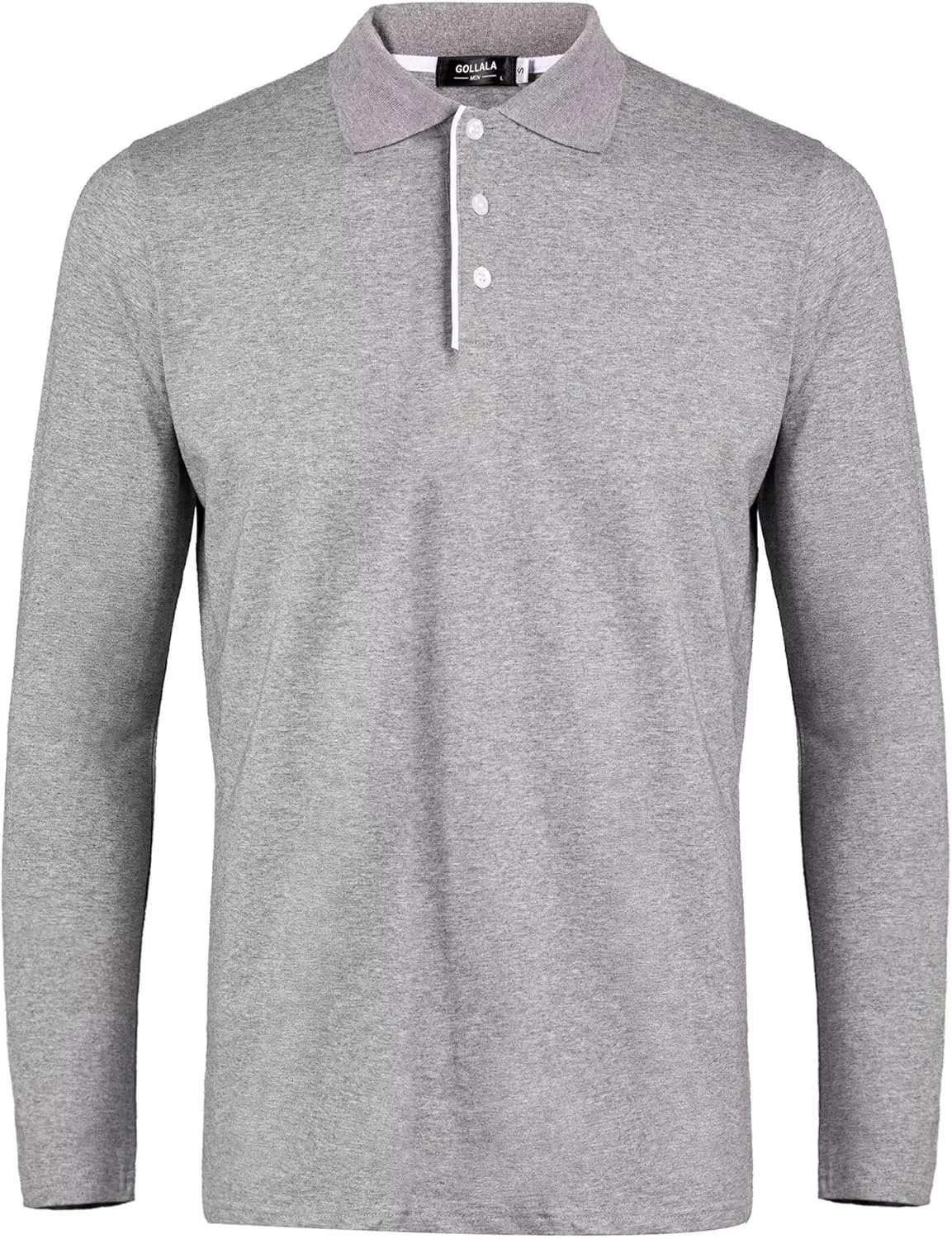 Mens Polo Shirts Cotton Solid Long Sleeve Polo Rugby Shirts