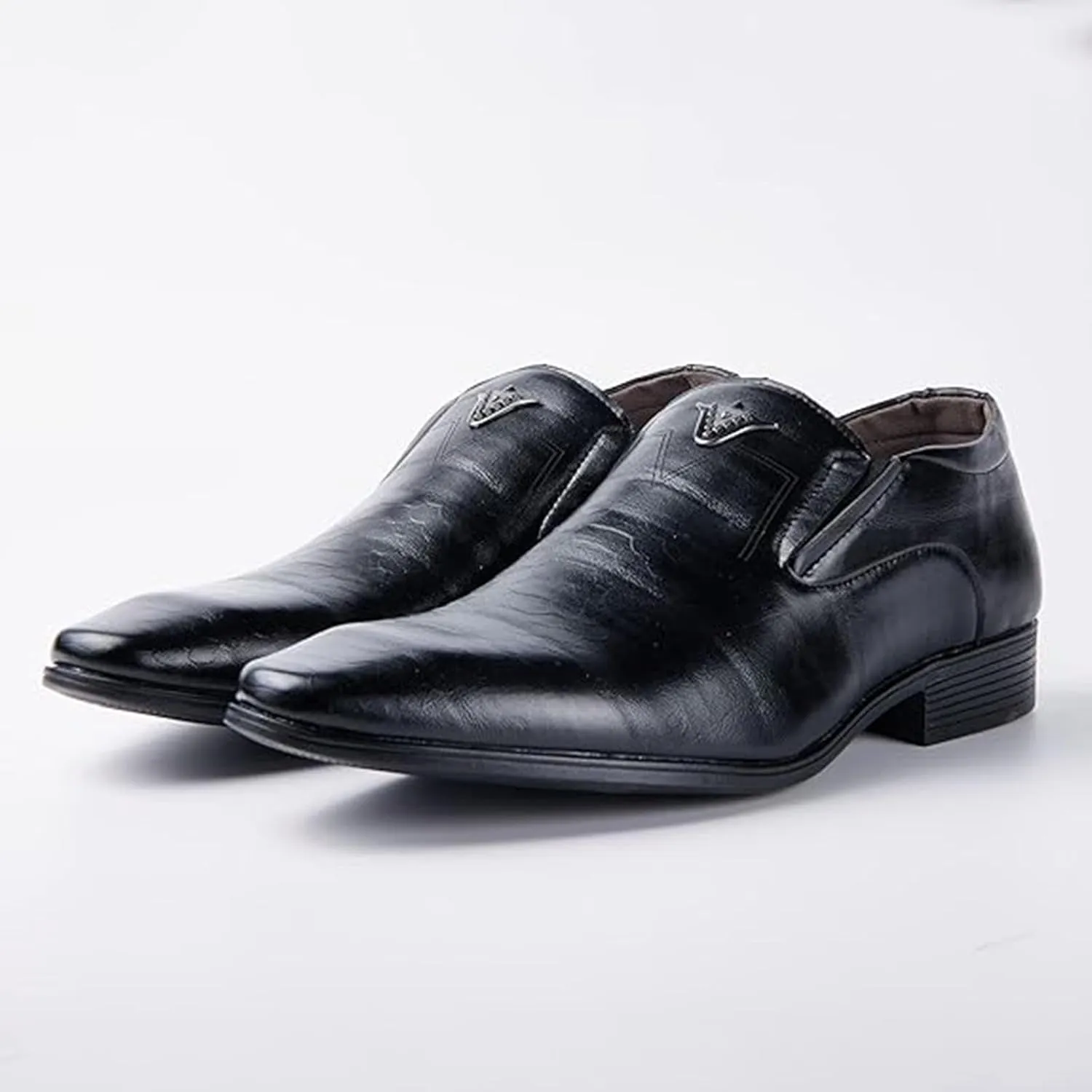 Mens Retro Leather Shoes Low Heel Business Formal Shoes Supple Drssy Shoe for Men Comfortable Waterproof Daily Work Footwear for Men with Durbale Non Slip Sole Suit for Long Walking