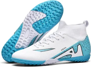 Men's Soccer Shoes High-Tops Lace-Up Non-Slip Spikes Indoor Football Futsal TF Turf Cleats