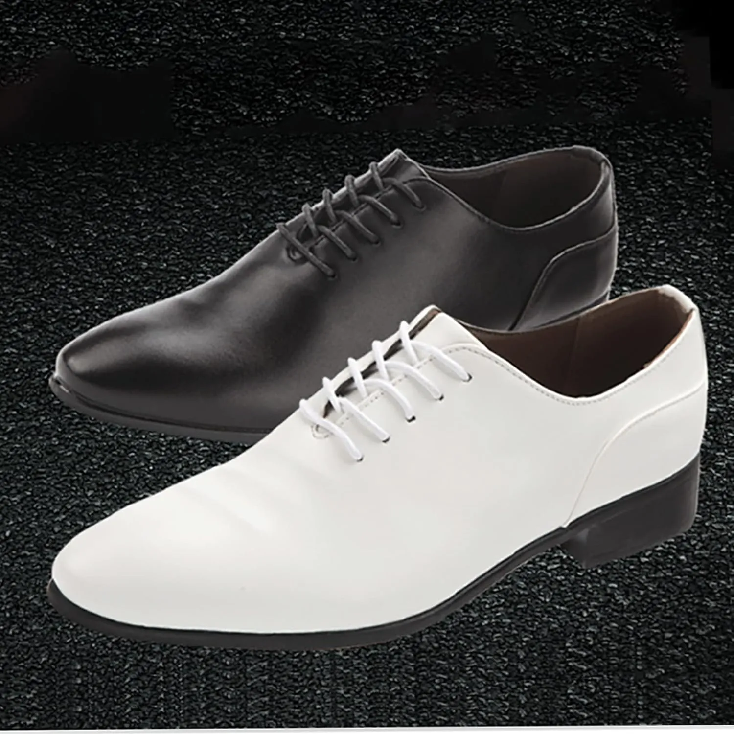 Men's Spring and Summer Korean Edition Solid Color Pointed Lace Up Business Leather Shoes Non Slip Shoes for Men