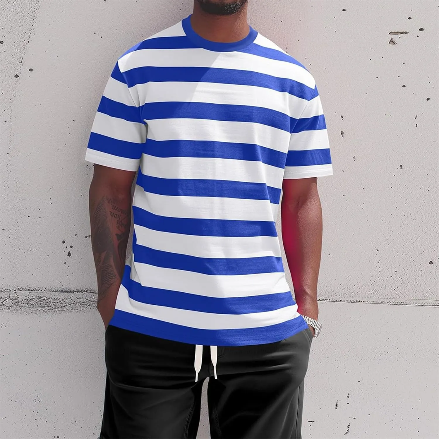 Mens Striped Shirt Button Down Short Sleeve Casual Summer Beach T Shirts Big and Tall Vintage Vacation Fashion Shirt