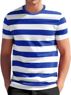Mens Striped Shirt Button Down Short Sleeve Casual Summer Beach T Shirts Big and Tall Vintage Vacation Fashion Shirt