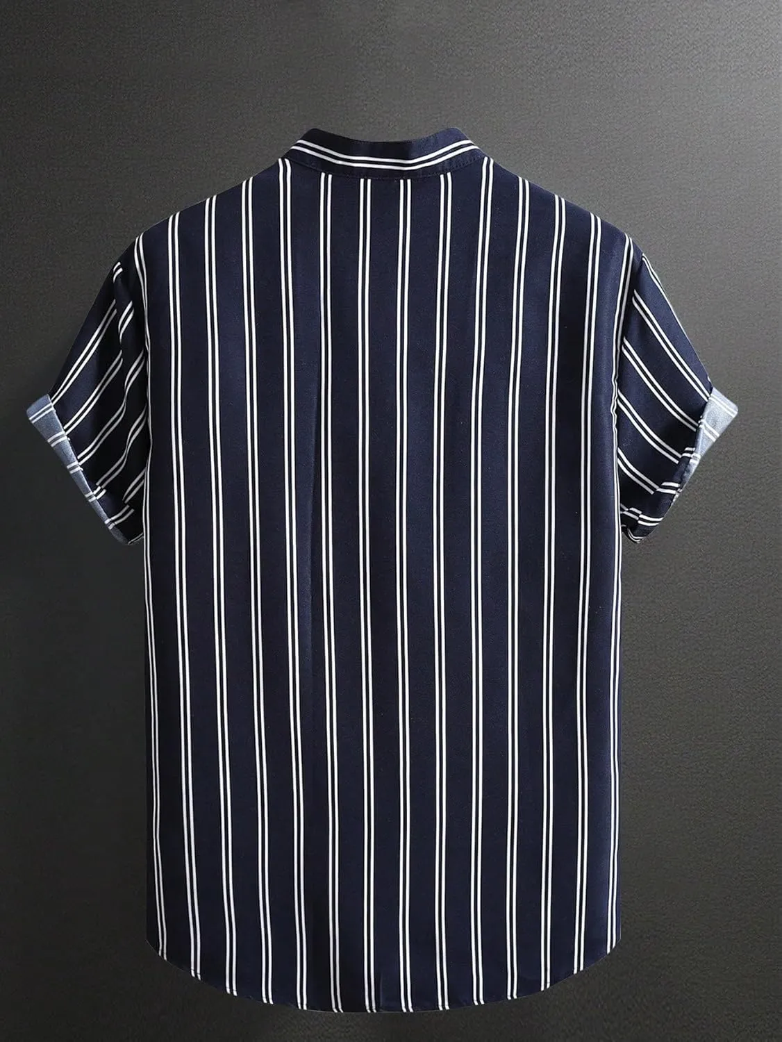 Men's Striped Shirts Button Down Short Sleeve Casual Beach Shirts