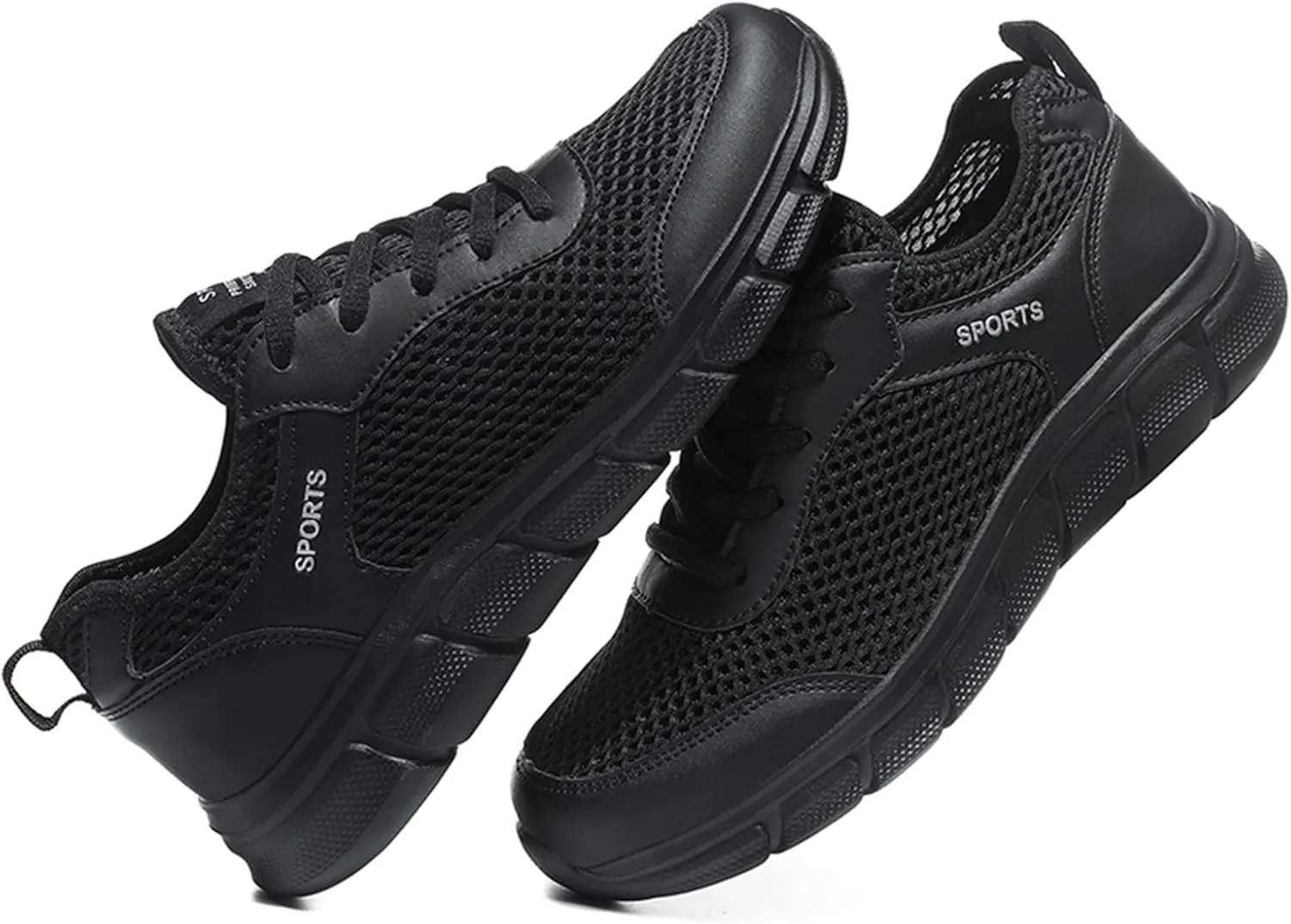 Men's Walking Shoes White Leather Sneakers Men's Casual Sneakers Mesh Breathable Walking Shoes Comfortable Casual Tennis New Running Athletic