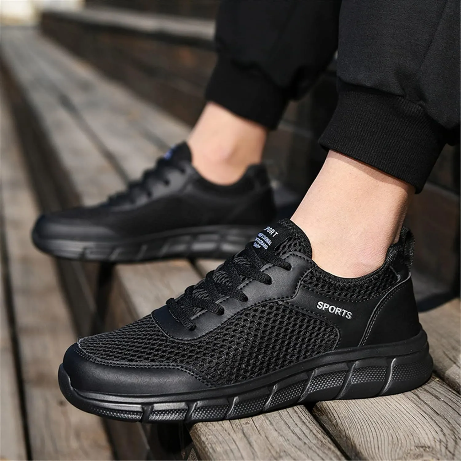 Men's Walking Shoes White Leather Sneakers Men's Casual Sneakers Mesh Breathable Walking Shoes Comfortable Casual Tennis New Running Athletic