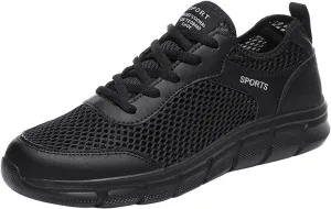 Men's Walking Shoes White Leather Sneakers Men's Casual Sneakers Mesh Breathable Walking Shoes Comfortable Casual Tennis New Running Athletic