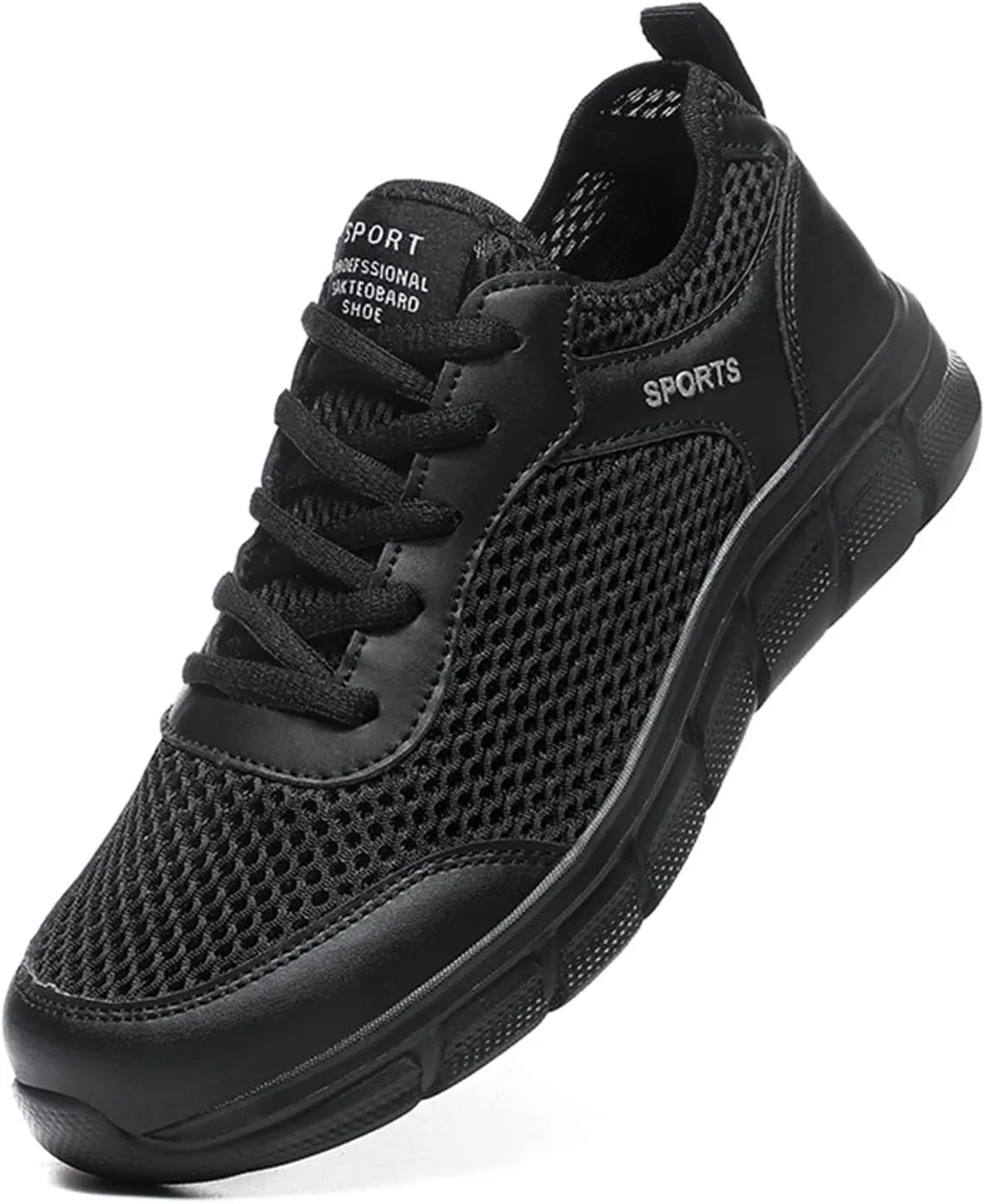 Men's Walking Shoes White Leather Sneakers Men's Casual Sneakers Mesh Breathable Walking Shoes Comfortable Casual Tennis New Running Athletic