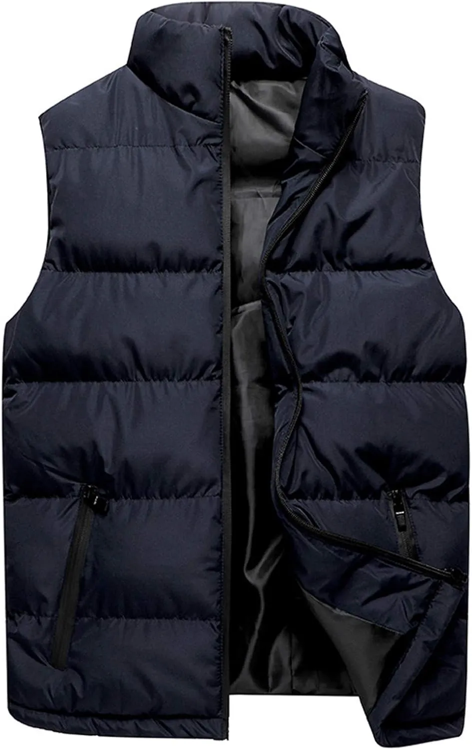 Mens Winter Down Vest Padded Puffer Vest Plus Size Lightweight Down Jacket Sleeveless Zip Up Quilted Gilet Jacket Outwear