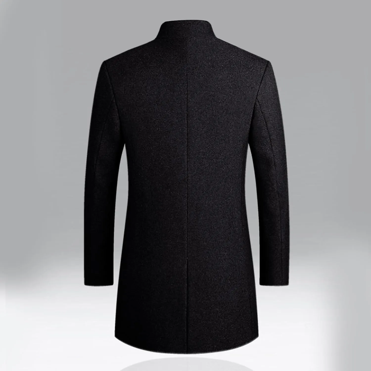 Men's Winter Trench Coat Wool Blend Pea Coat Slim Fit Stand Collar Single Breasted Coats Business Windproof Jacket