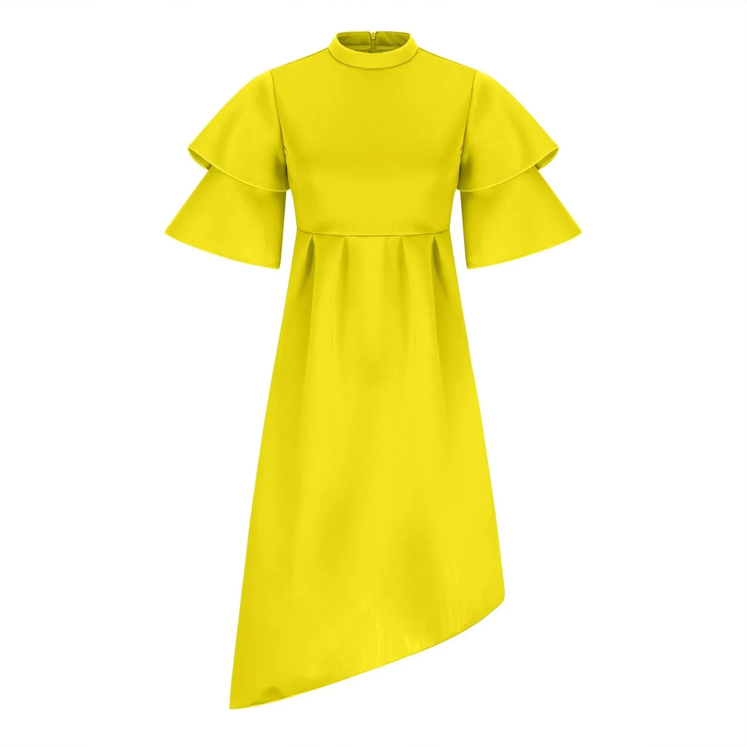 Midi Dresses for Women Casual Boho Flare Sleeve Asymmetrical Hem Dress Fall Fashion Club Party Dresses Trendy Clothes