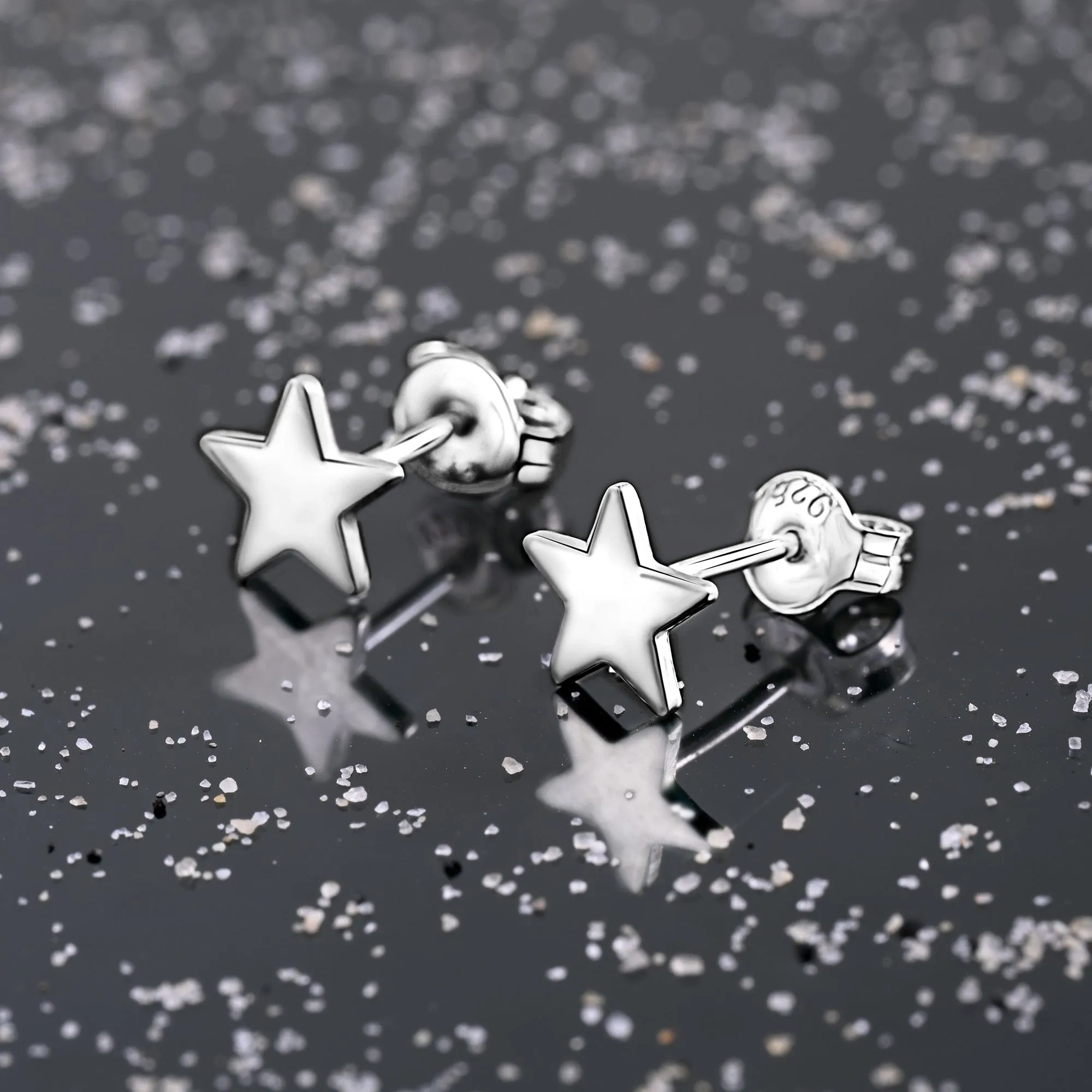 Minimal Star Stud Earrings Sterling Silver