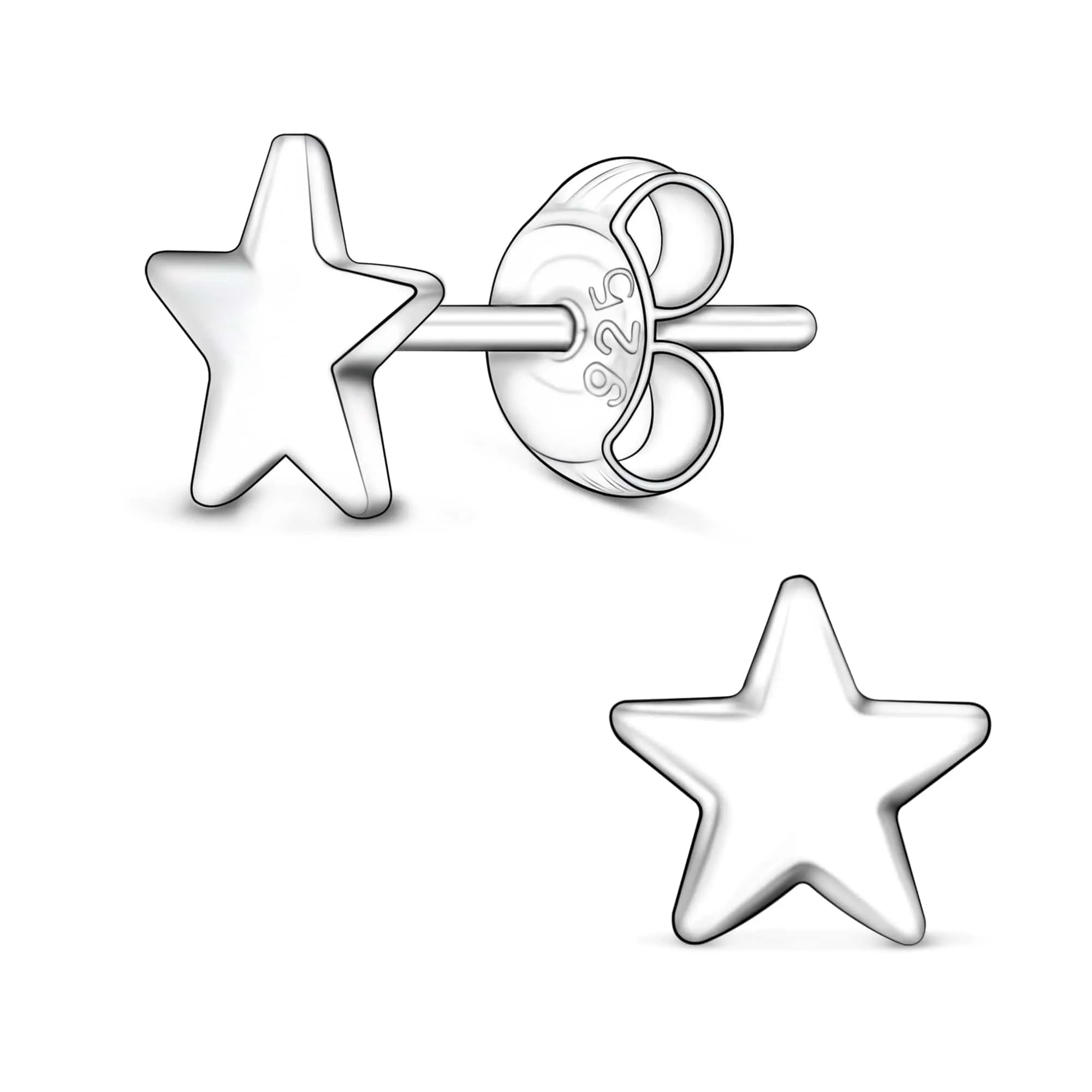 Minimal Star Stud Earrings Sterling Silver