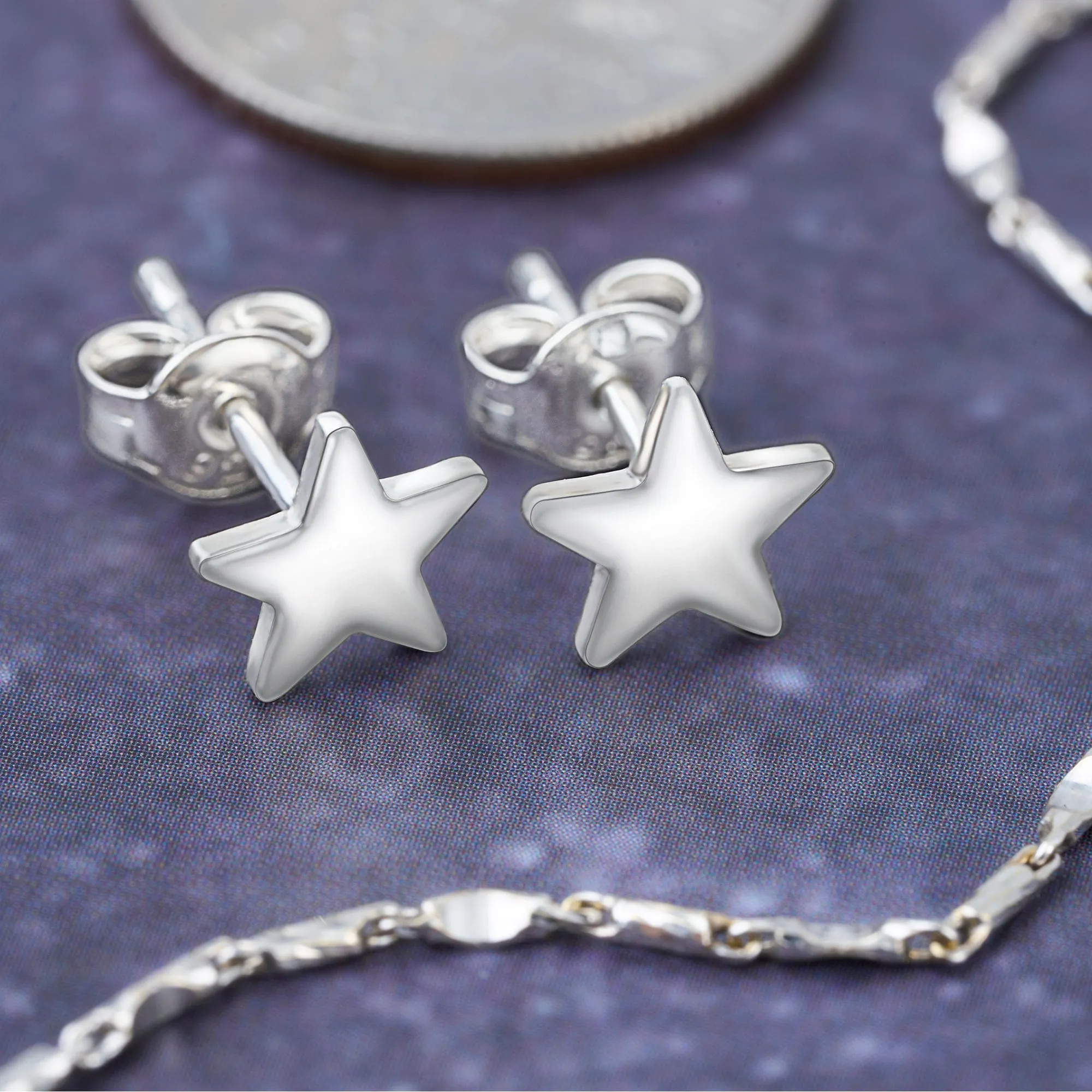 Minimal Star Stud Earrings Sterling Silver