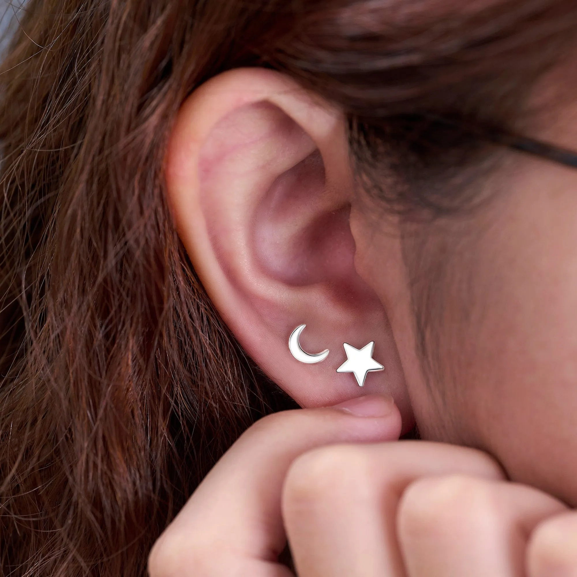 Minimal Star Stud Earrings Sterling Silver