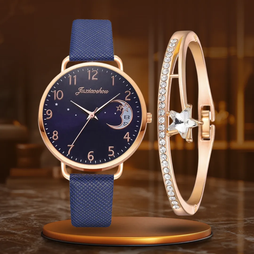 Moon Phase Watch and Strap Set