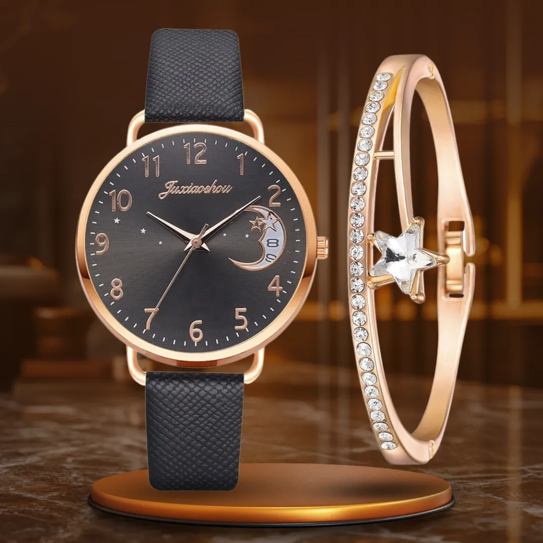 Moon Phase Watch and Strap Set