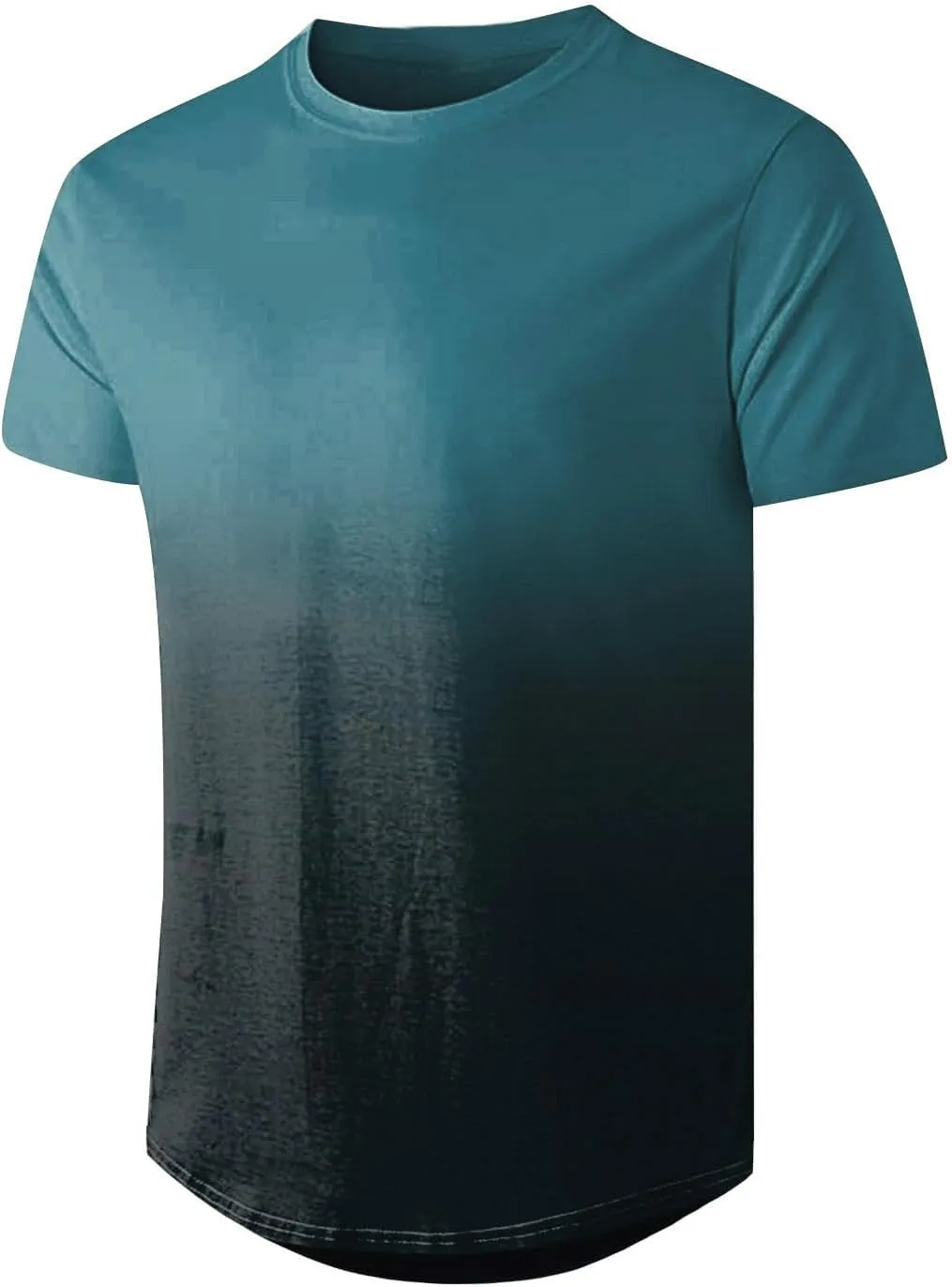 Muscularfit Casual Shirts for Men Fashion Short Sleeve Crewneck Tops Summer Loose Fit Gradient Color Beach Work Pullover 2024