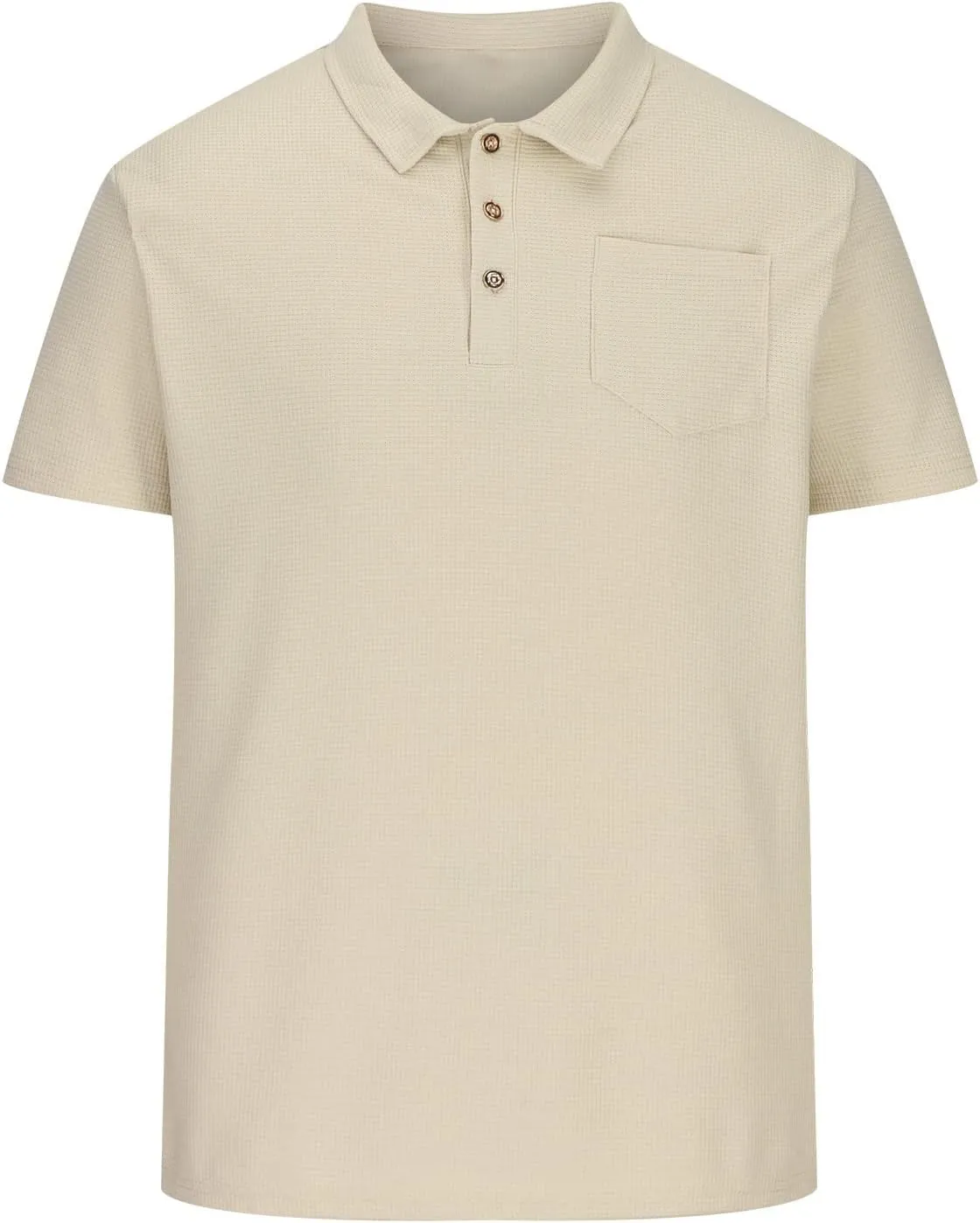 Muscularfit Golf Shirts for Men Short Sleeve Waffle Knit Button Down Shirts Summer Muscle Fit Pullover Athletic Henley Shirt