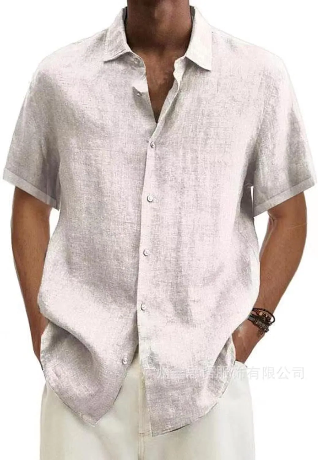 Muscularfit Mens Boys White Button Down Shirt Casual Stylish Short Sleeve Cotton Linen T Shirts Summer Regular-Fit Sport Top