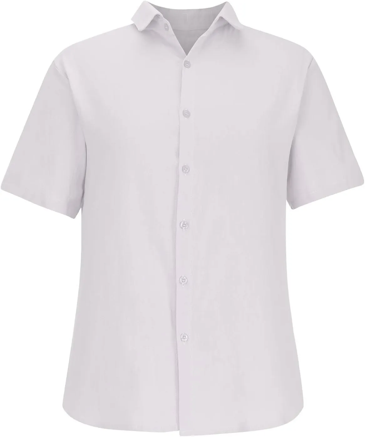 Muscularfit Mens Boys White Button Down Shirt Casual Stylish Short Sleeve Cotton Linen T Shirts Summer Regular-Fit Sport Top