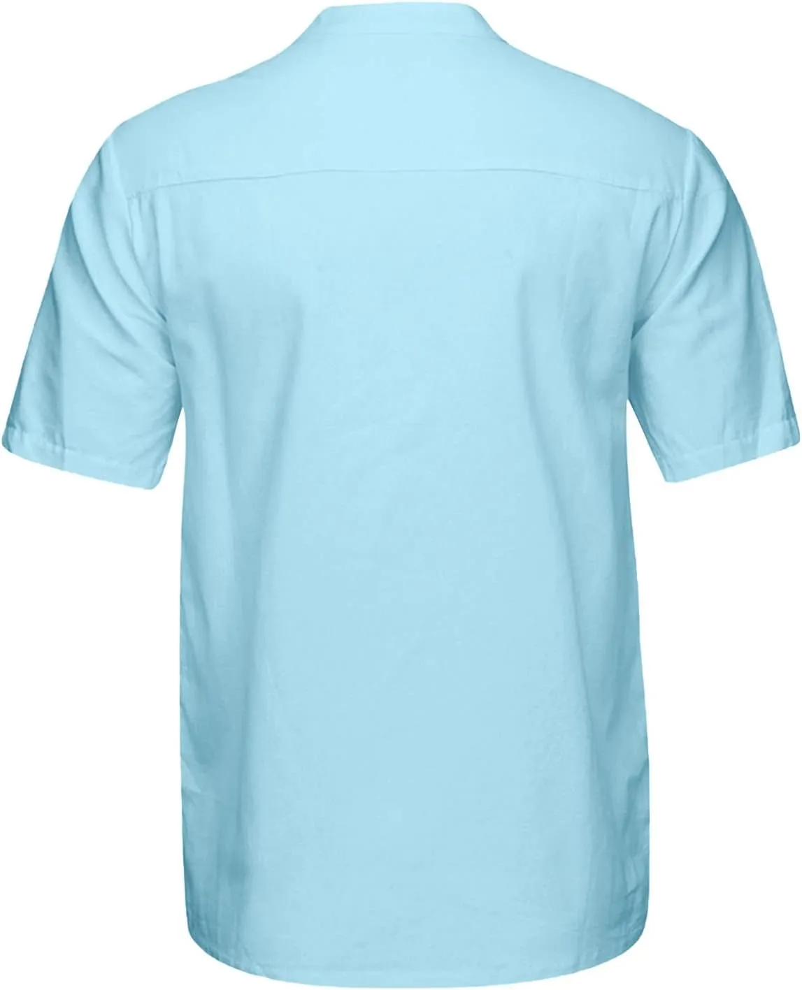 Muscularfit Mens Cotton Linen T Shirts Casual Stylish Short Sleeve Button Down Shirt Summer Regular-Fit Light Weight Tees