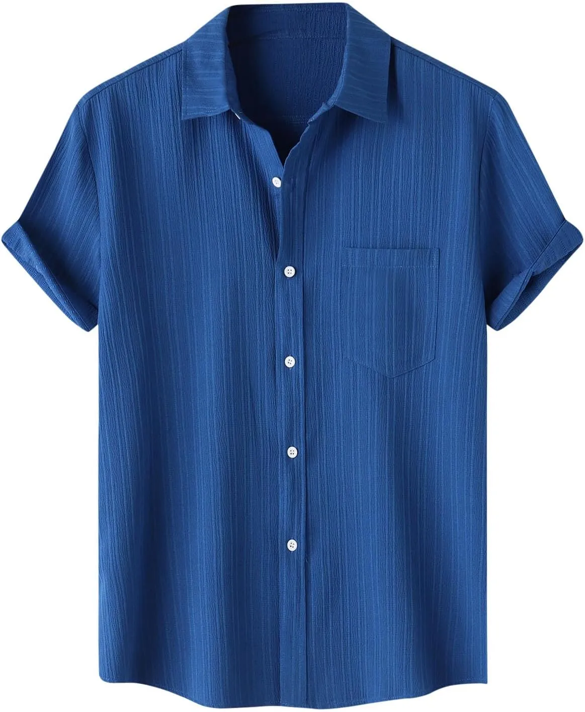 Muscularfit Slim Fit Dress Shirts for Men 2024 Casual Short Sleeve Button Down Shirt Summer Regular Fit Solid Collar Shirts