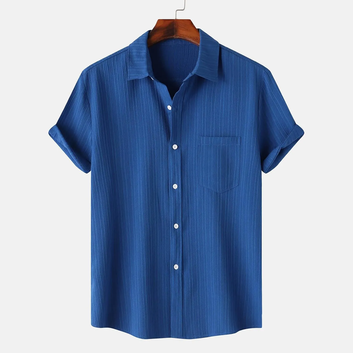 Muscularfit Slim Fit Dress Shirts for Men 2024 Casual Short Sleeve Button Down Shirt Summer Regular Fit Solid Collar Shirts