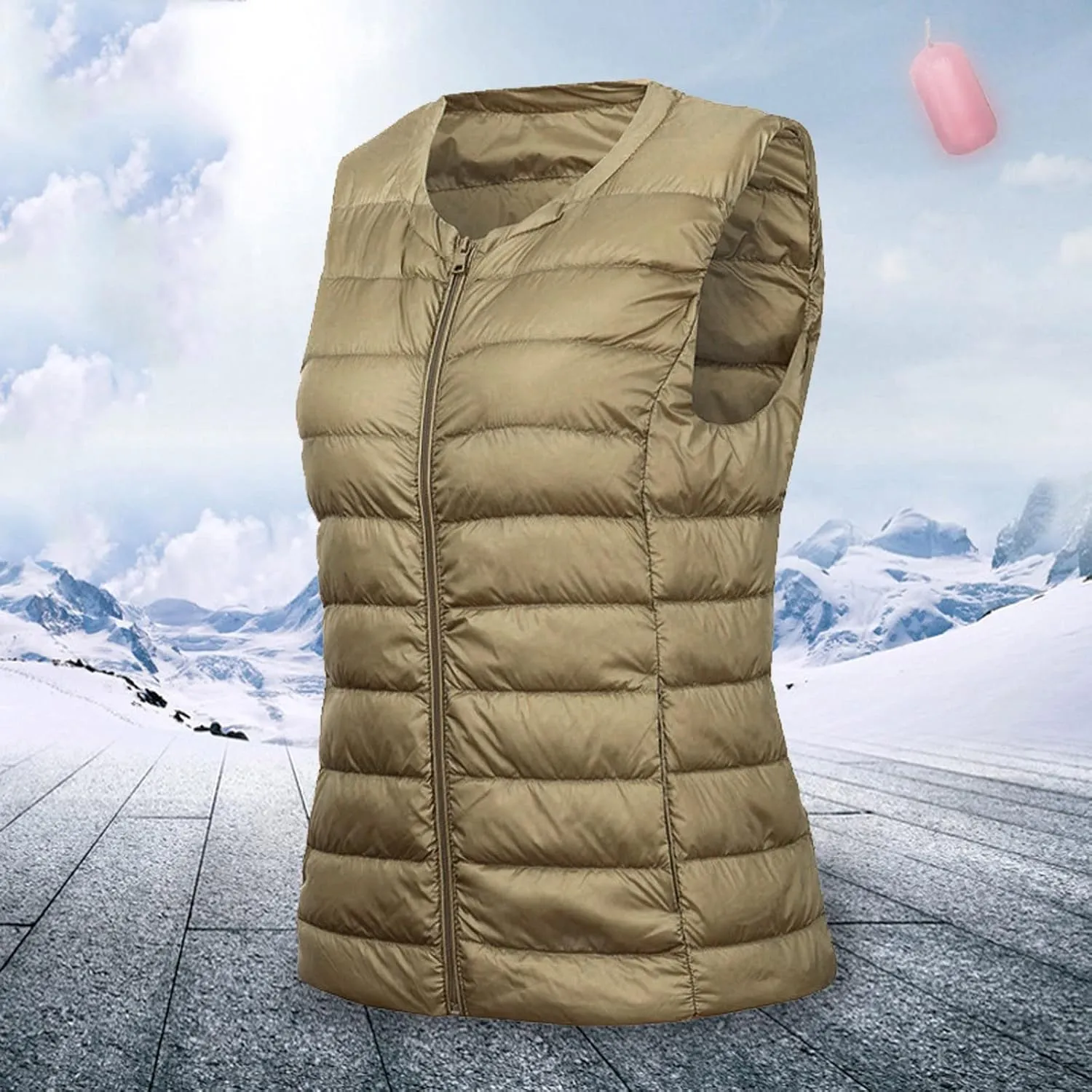 NaRHbrg Women's Puffer Vest, Women's Lightweight Waterproof Down Jacket Outwear Puffer Zip Quilted Coats for Autumn Winter