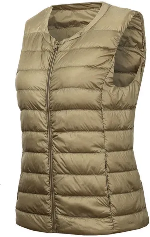 NaRHbrg Women's Puffer Vest, Women's Lightweight Waterproof Down Jacket Outwear Puffer Zip Quilted Coats for Autumn Winter
