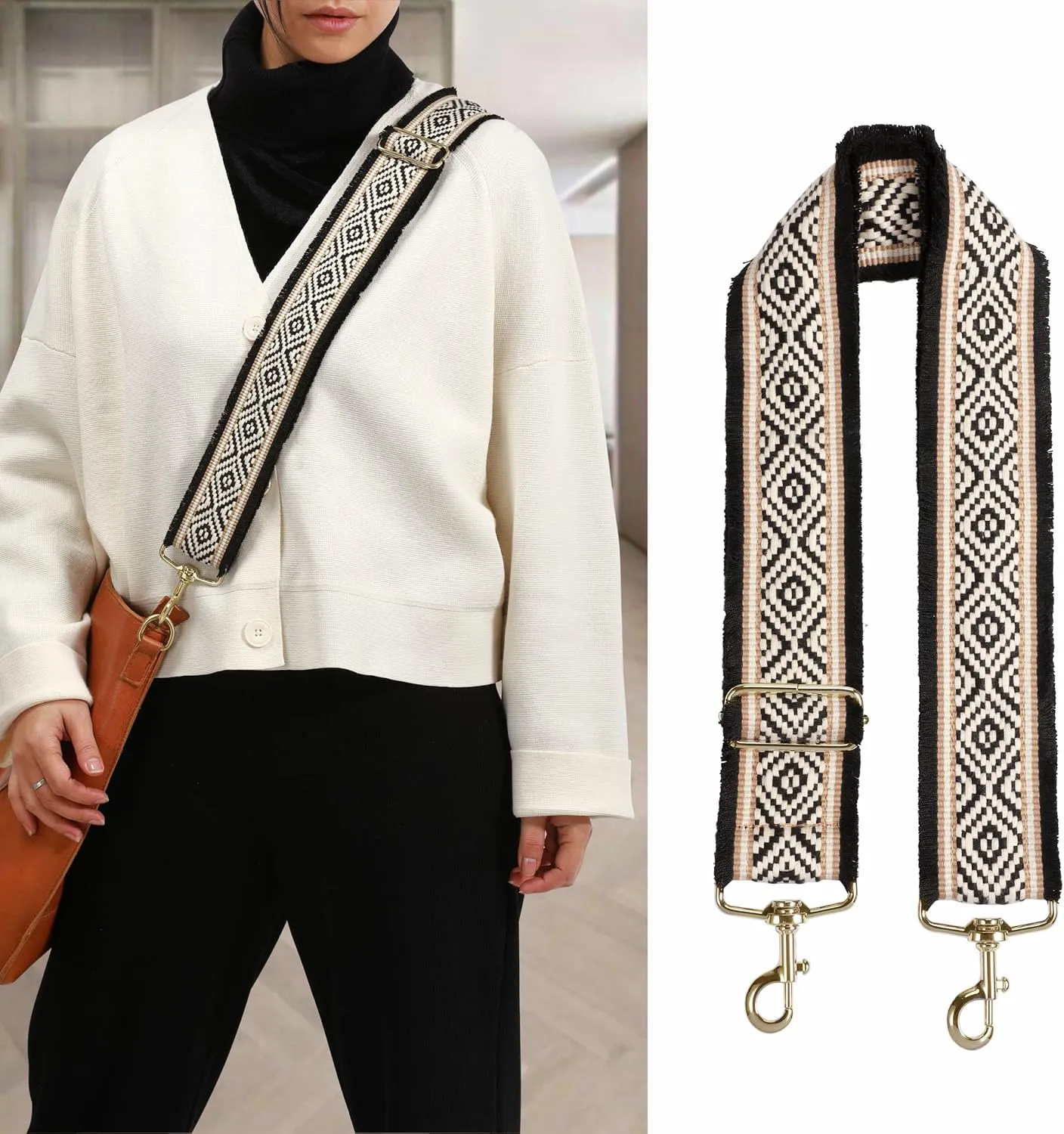 Nefelibata Purse Strap,2" Wide Purse Strap Adjustable Replacement,Multi-pattern Crossbody Handbag Strap