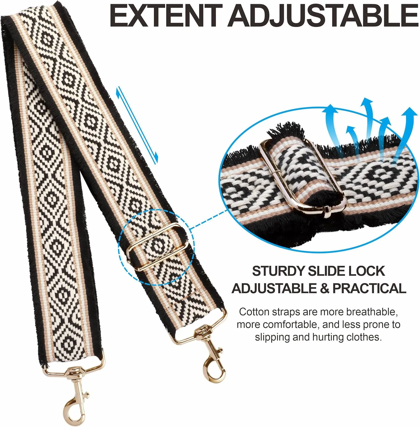 Nefelibata Purse Strap,2" Wide Purse Strap Adjustable Replacement,Multi-pattern Crossbody Handbag Strap