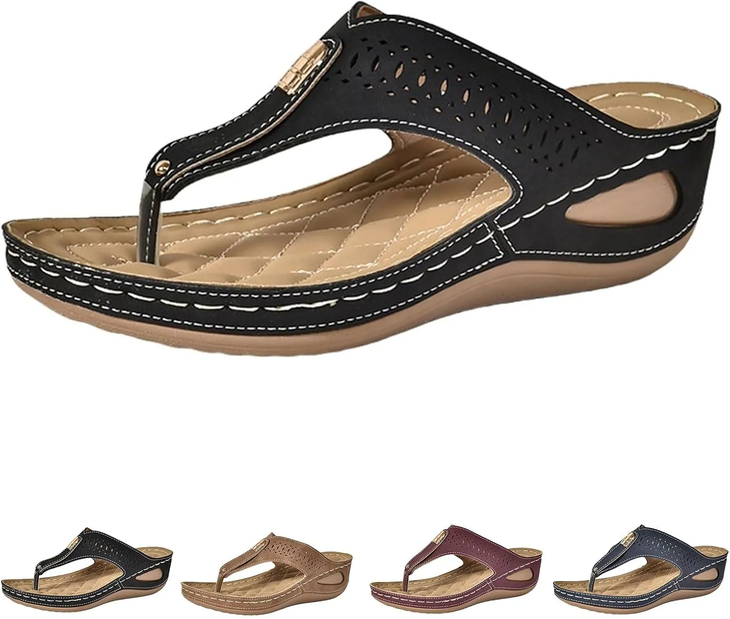 Orthopedic Sandals for Women Arch Support Non Slip Flip Flops Yoga Mat Comfortable Walking Thong Sandals with Plantar Fasciitis Beach Casual Shoes